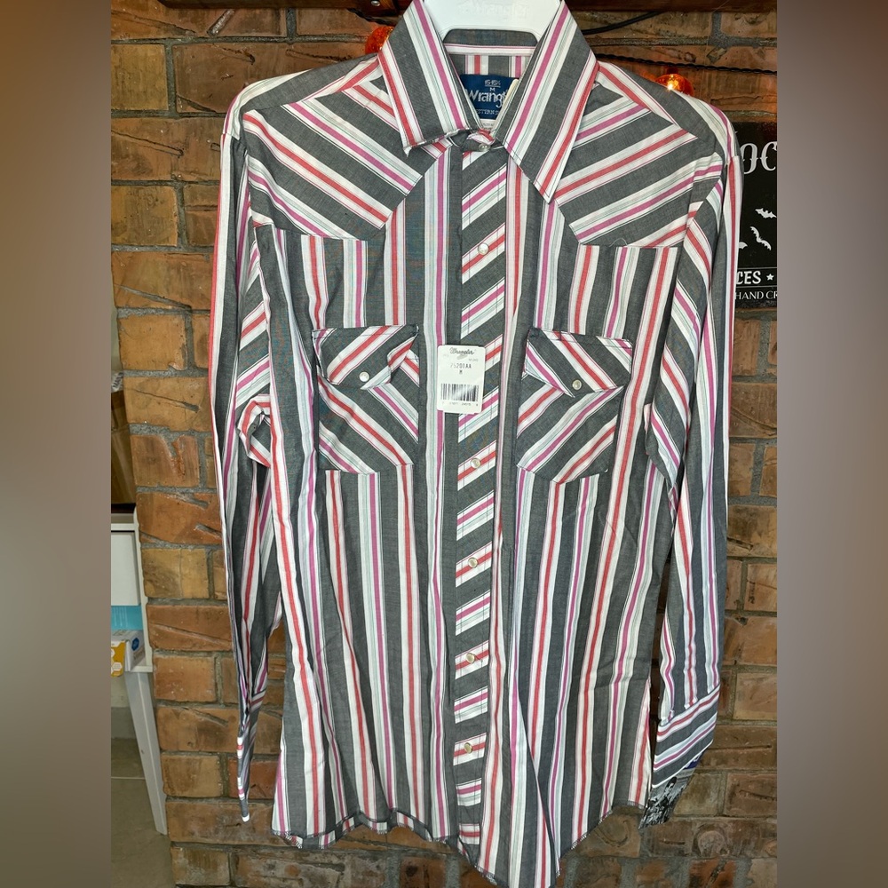 Vintage Wrangler Western Pearl Snap Long Sleeve Shirt Mens Medium NWT
